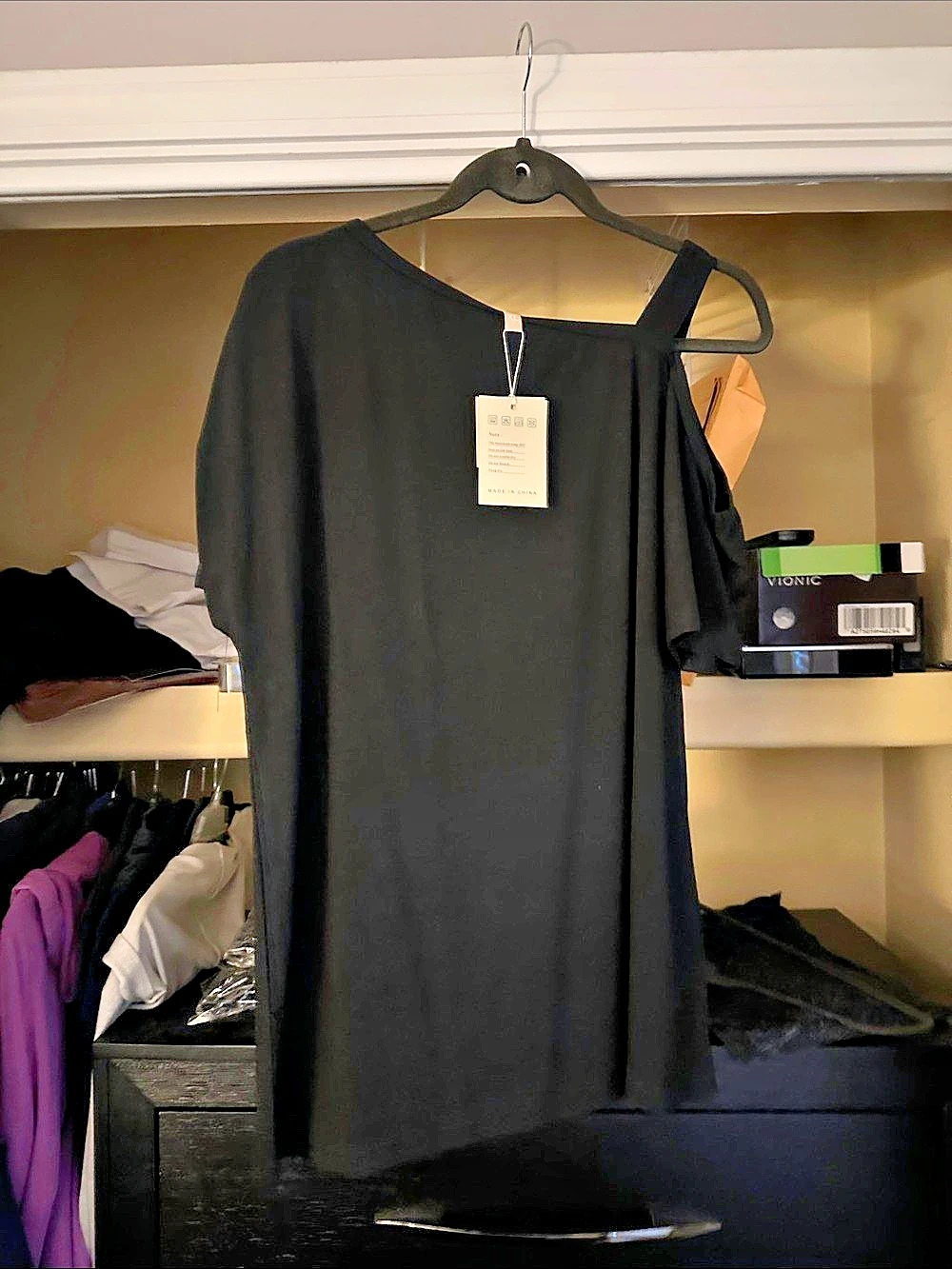 JINKESI Women's Cold Shoulder Tunic Top Black XL